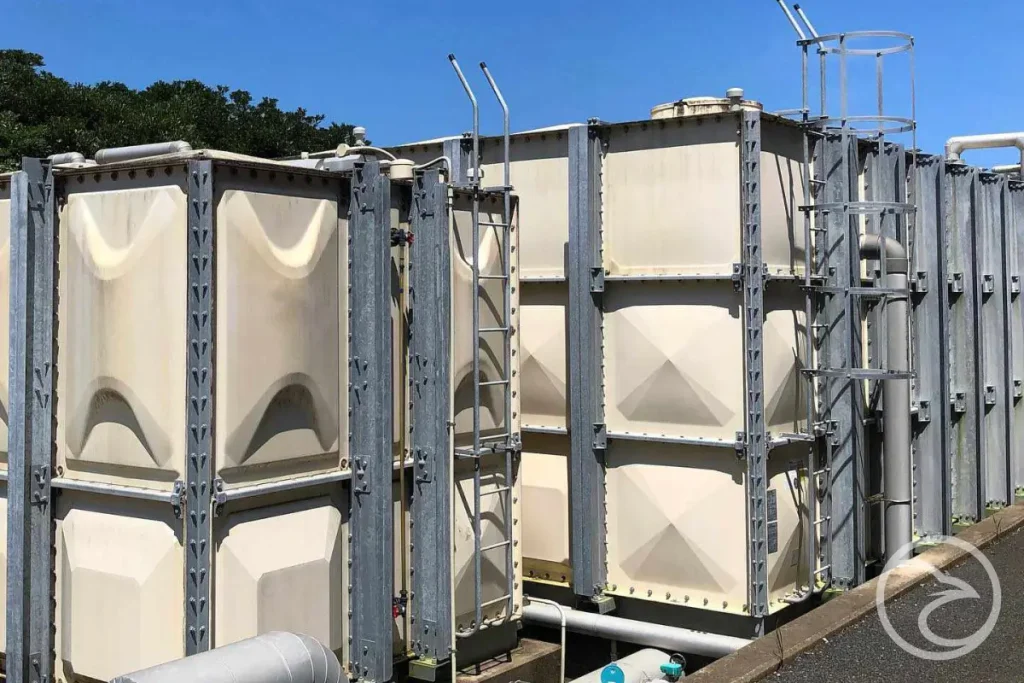 GRP panel water tank installed on commercial site