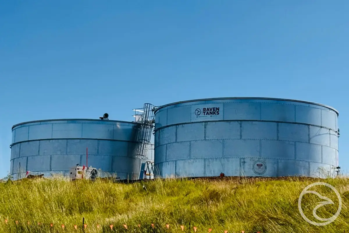 Modular galvanized water tanks used for farm irrigation