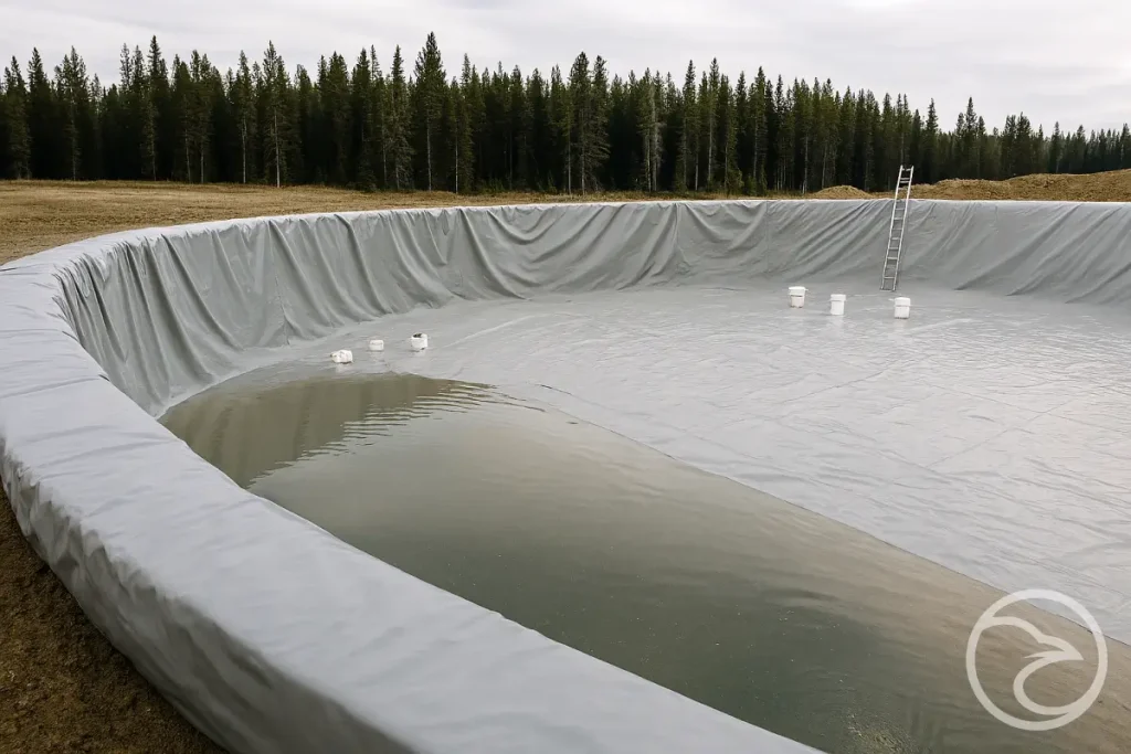 Secondary containment system with reinforced liner for wastewater storage