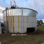 metal storage surface with visible environmental wear