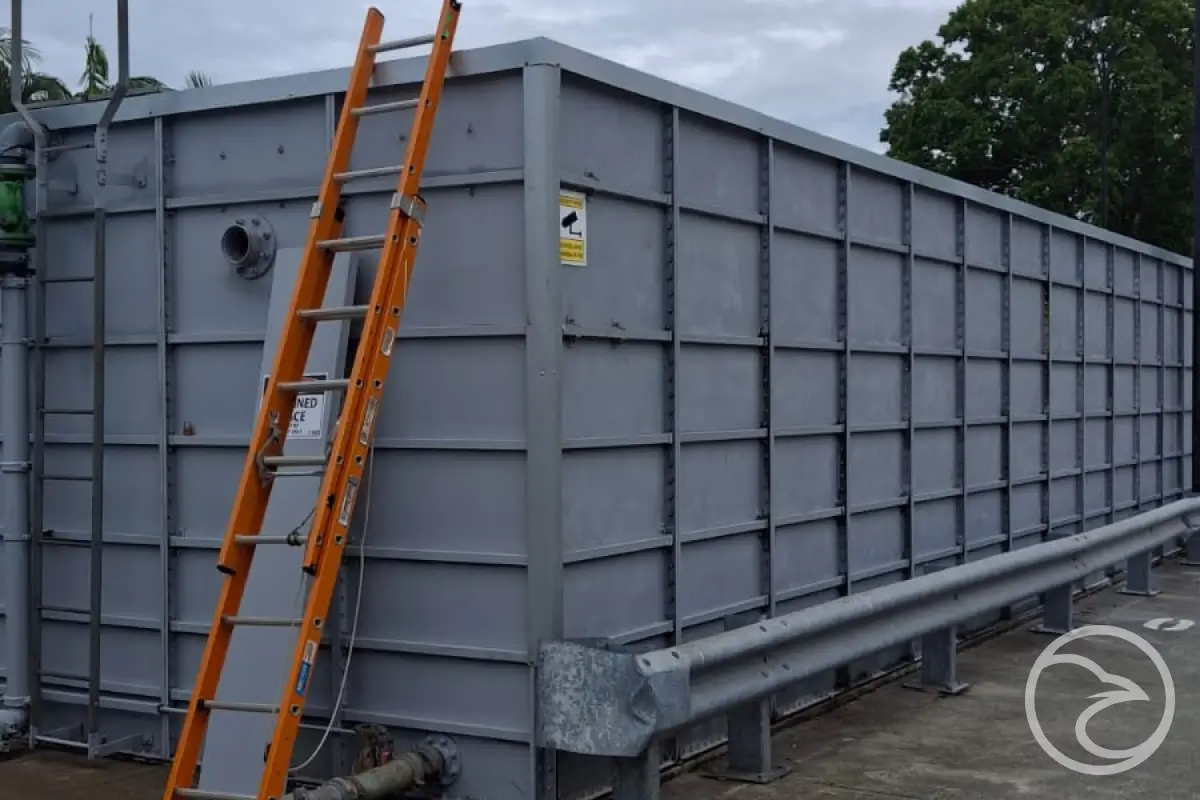 sectional modular water storage tank for industrial facility