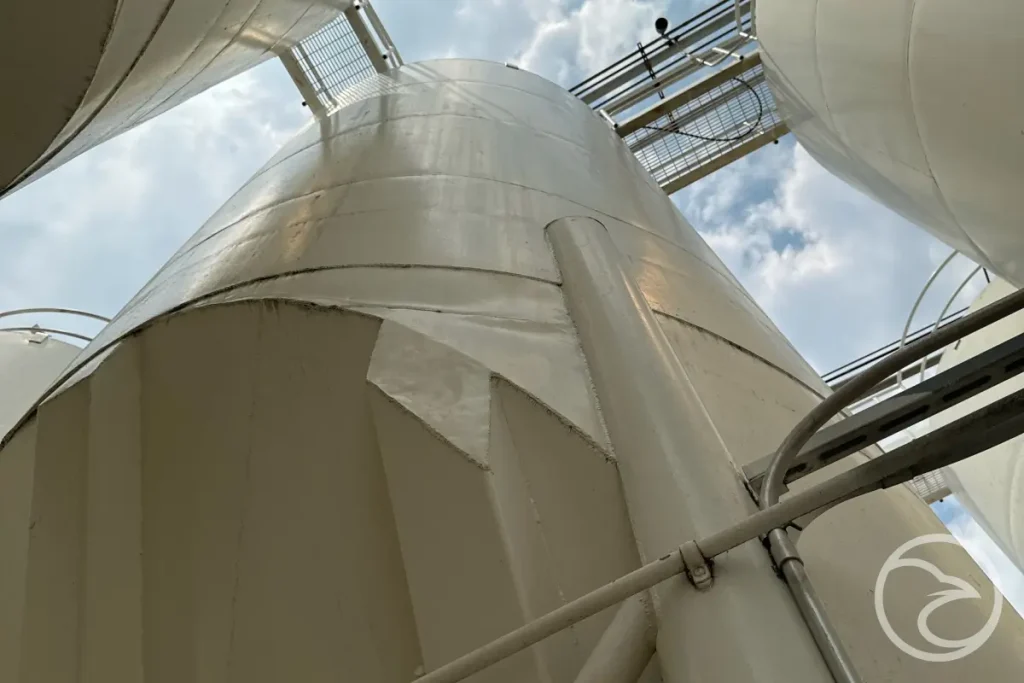 engineer checking structural condition of silo