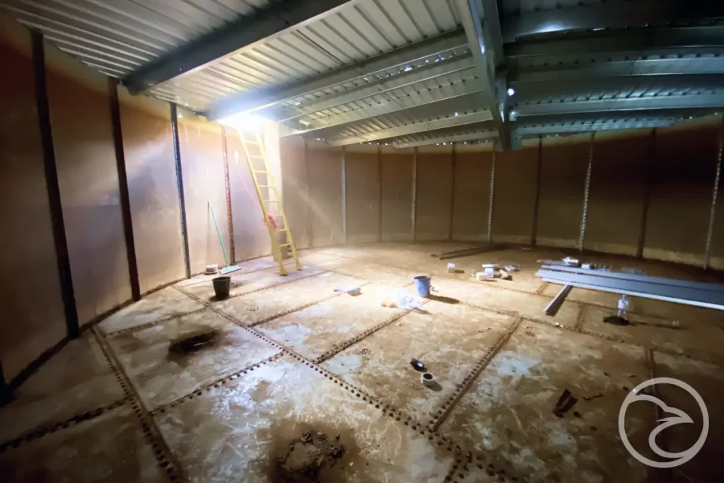 sediment buildup inside a water storage