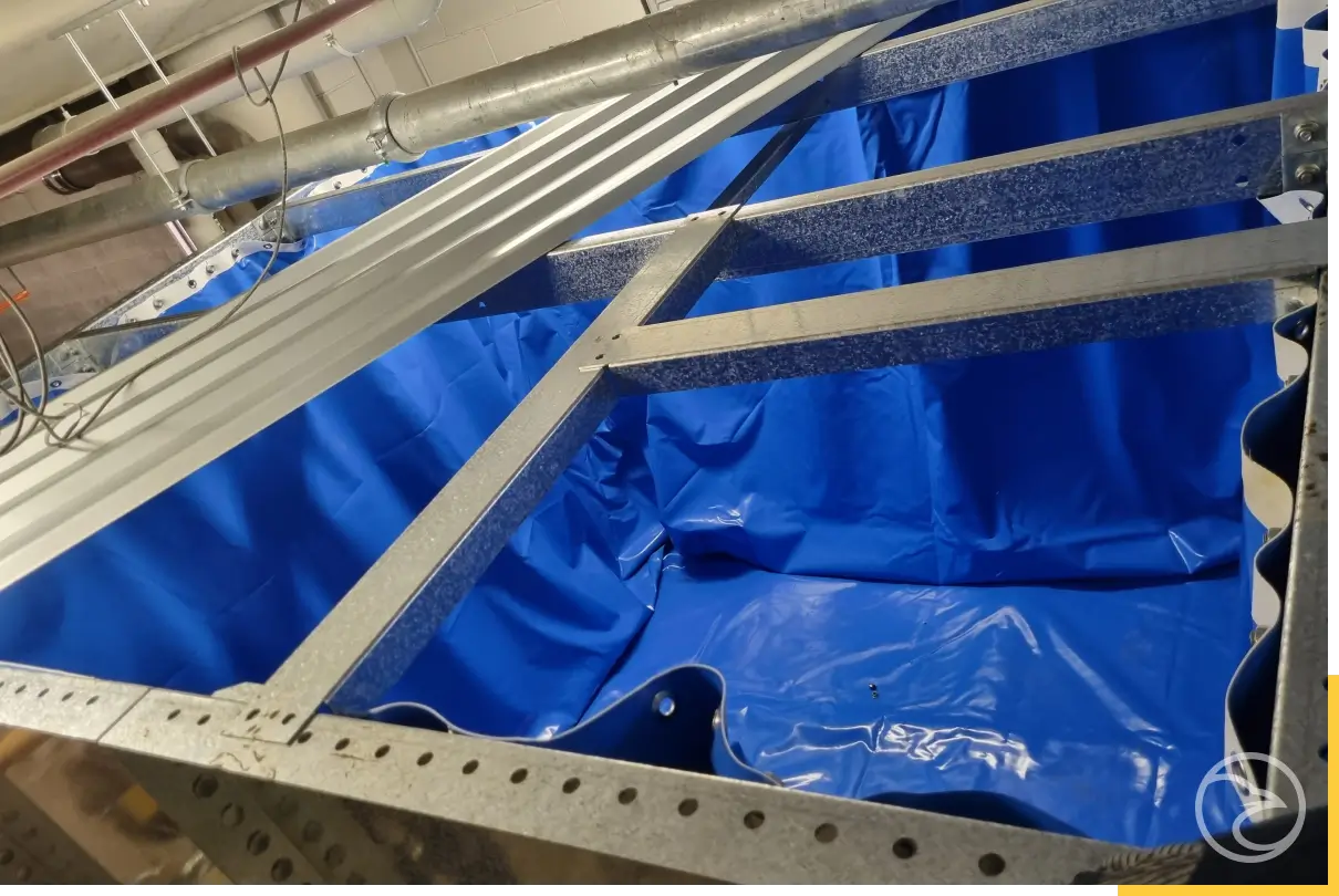 tank liner installed for commercial water storage