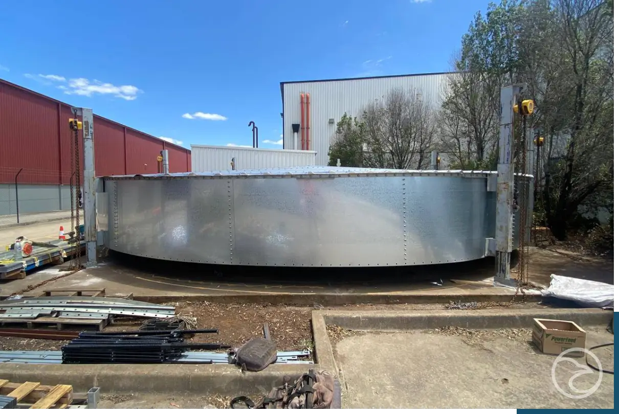 tank installation on site modular assembly