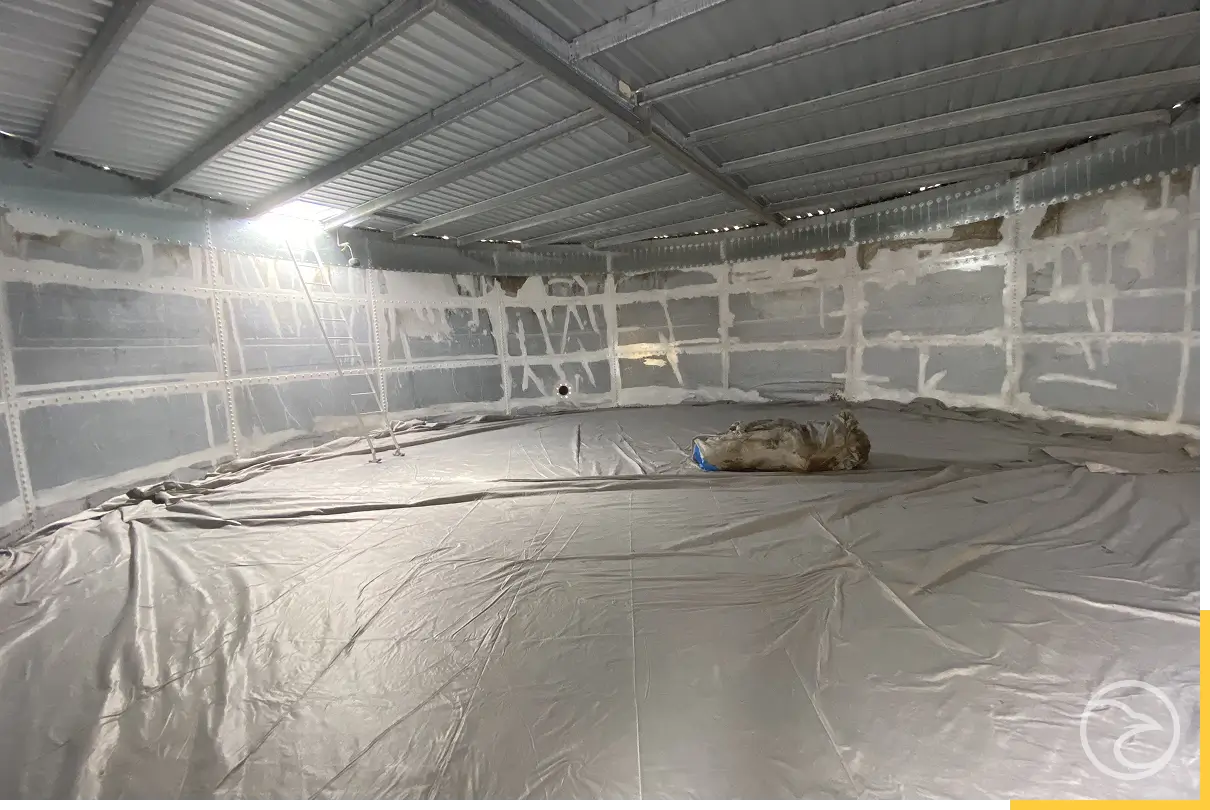 PVC lining system inside water storage