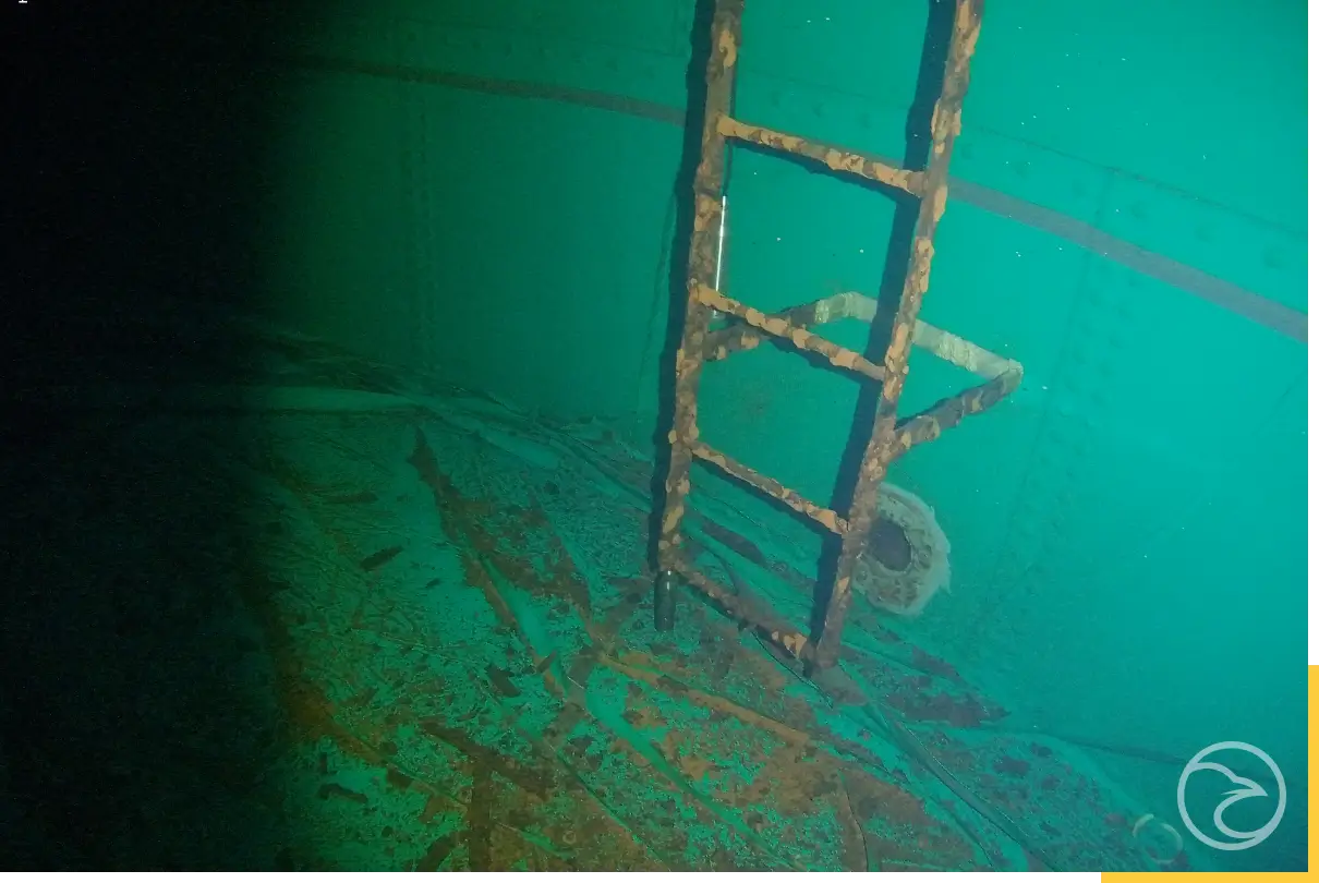 corrosion and damage inside tank identified by underwater drone inspection