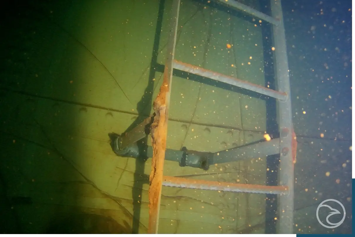 dirty water tank before drone inspection