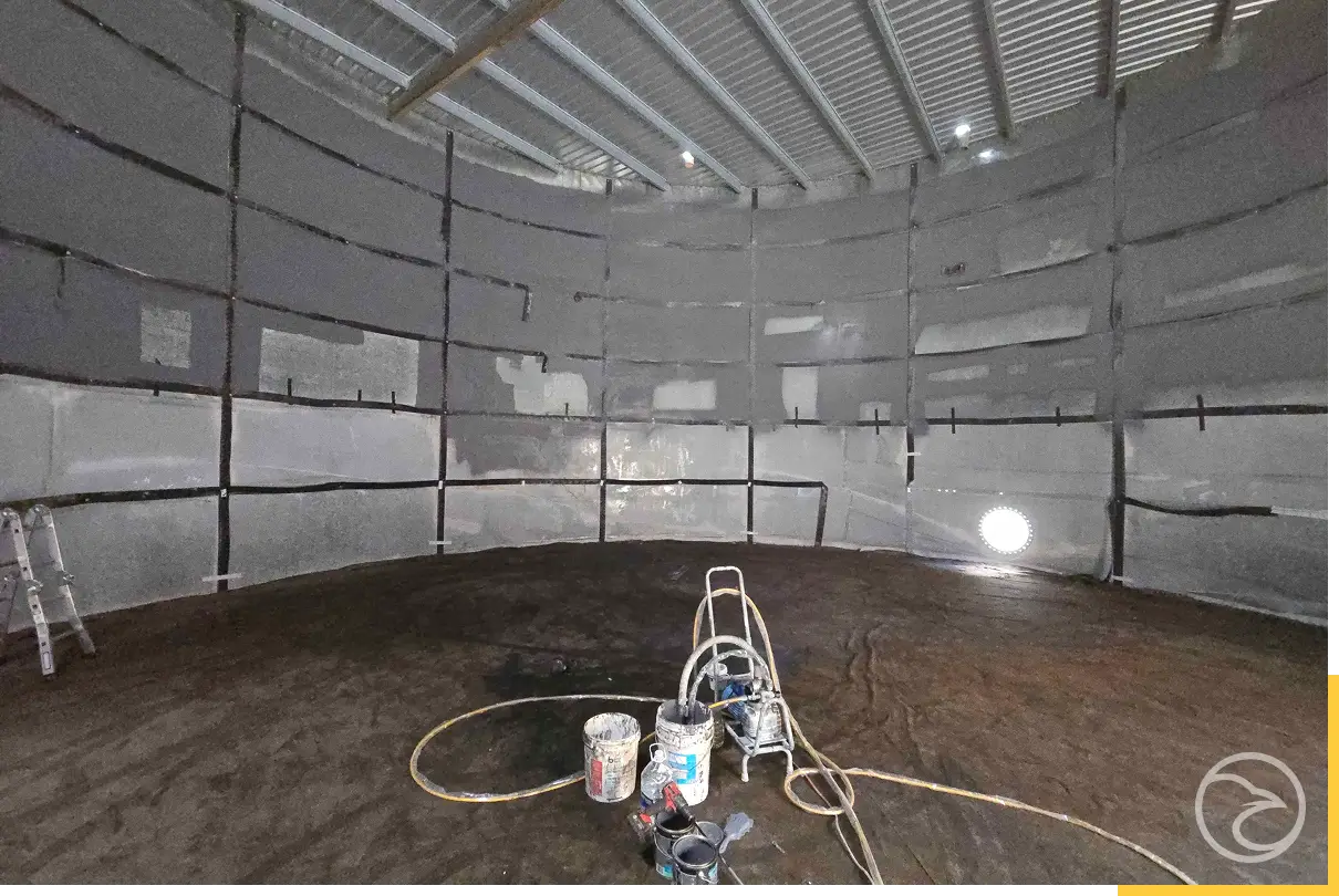 Aging industrial storage tank requiring repairs