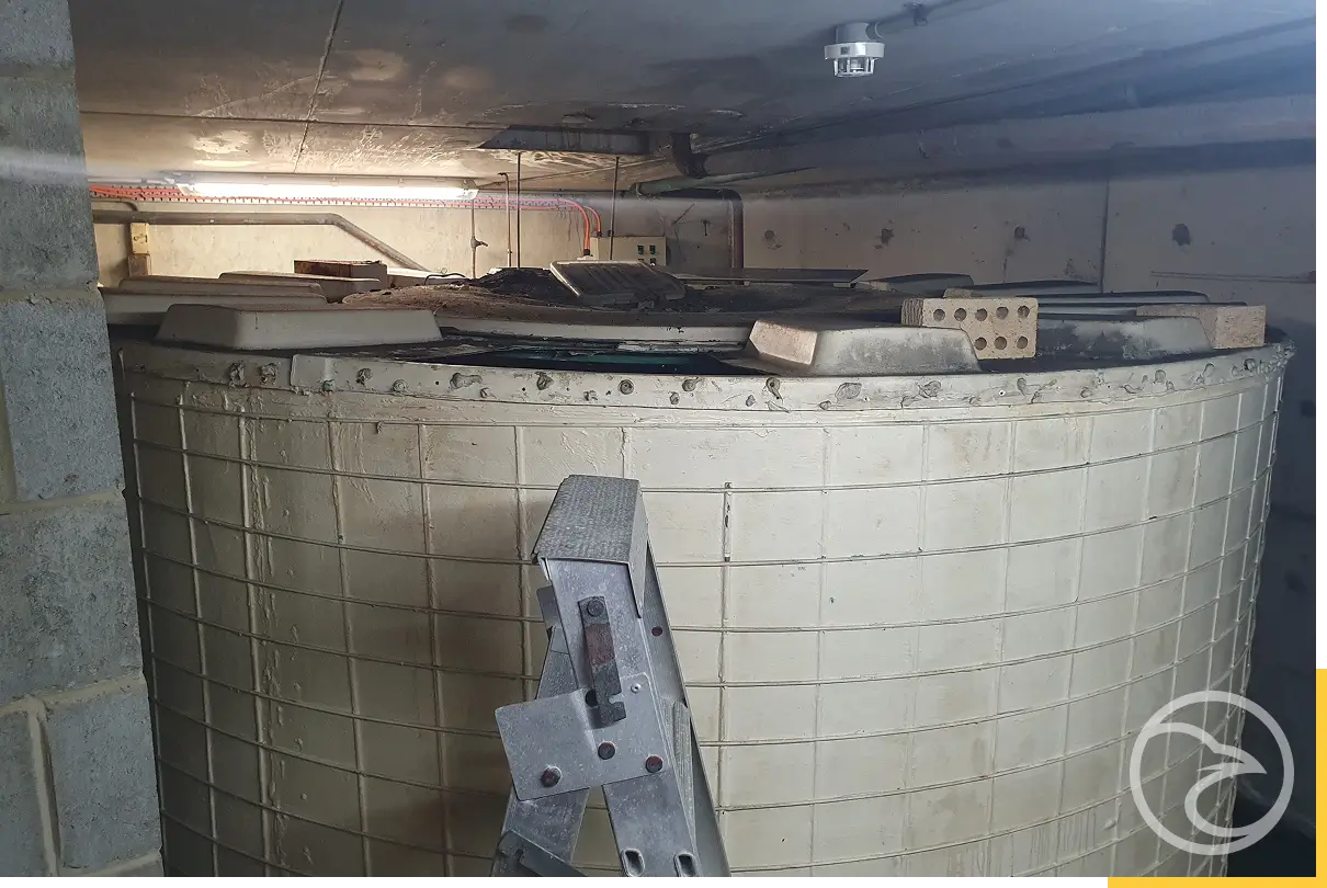 Structural repair work on raw water storage